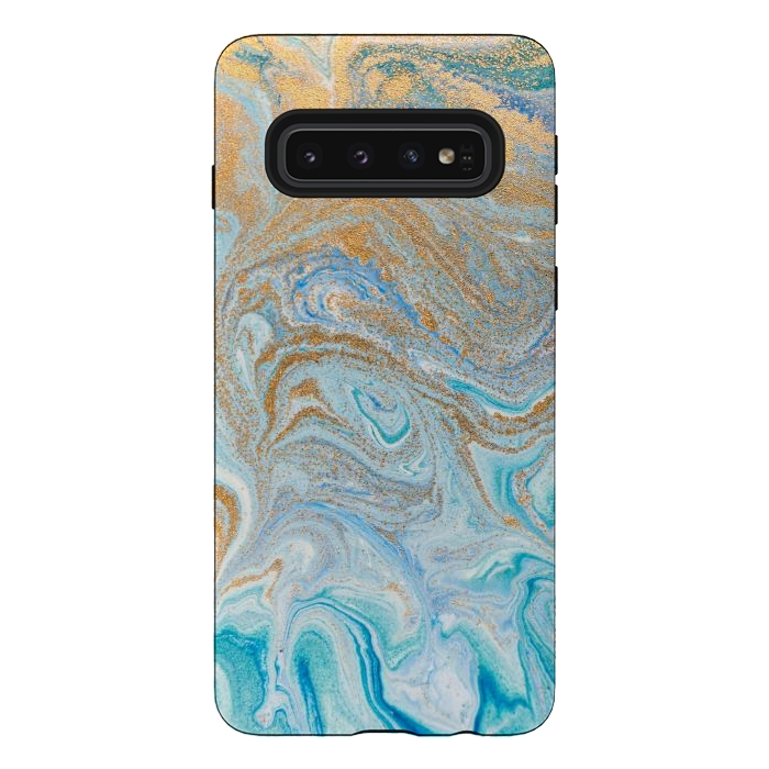 Galaxy S10 StrongFit Blue Marbling Artwork by ArtsCase