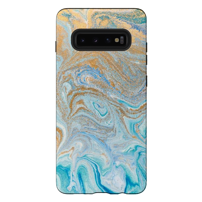 Galaxy S10 plus StrongFit Blue Marbling Artwork by ArtsCase