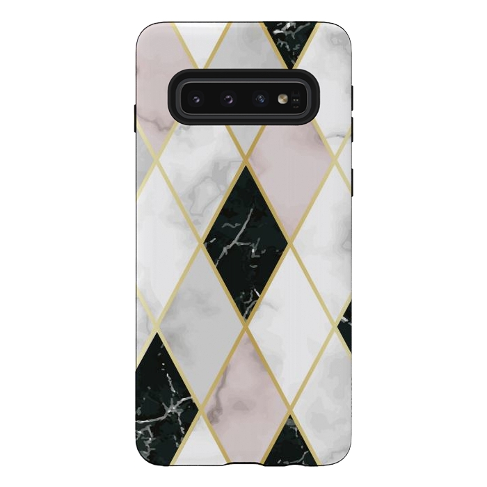 Galaxy S10 StrongFit Golden Geometric Diagonal Lines by ArtsCase