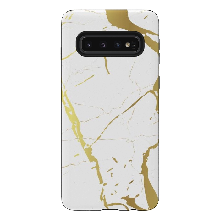 Galaxy S10 StrongFit Marble Design With Gold Lines by ArtsCase