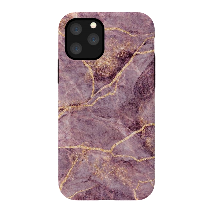 iPhone 11 Pro StrongFit Pink Marble with Gold fake Glitter by ArtsCase