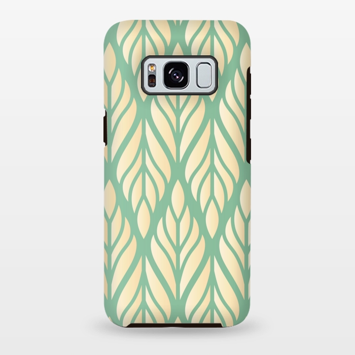 Galaxy S8 plus StrongFit offwhite green leaf pattern by MALLIKA