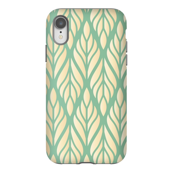 iPhone Xr StrongFit offwhite green leaf pattern by MALLIKA