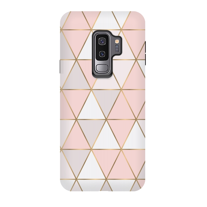 Galaxy S9 plus StrongFit pink triangle pattern 2 by MALLIKA