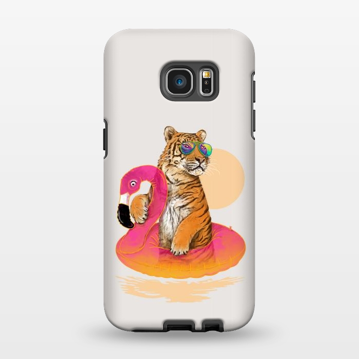 Galaxy S7 EDGE StrongFit Chillin Flamingo Tiger by 38 Sunsets