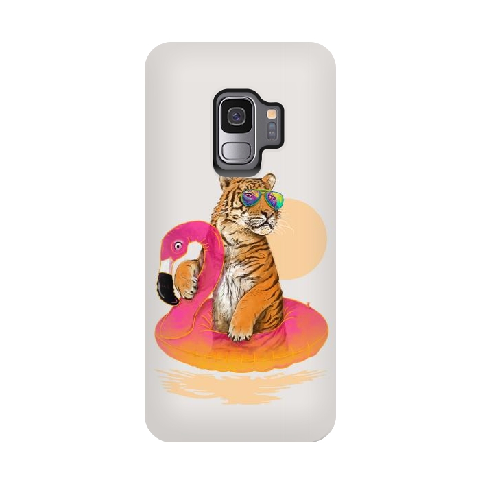 Galaxy S9 StrongFit Chillin Flamingo Tiger by 38 Sunsets