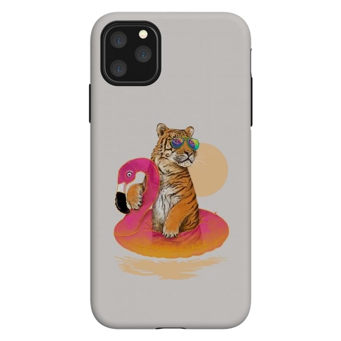 iPhone 11 Pro Max StrongFit Chillin Flamingo Tiger by 38 Sunsets