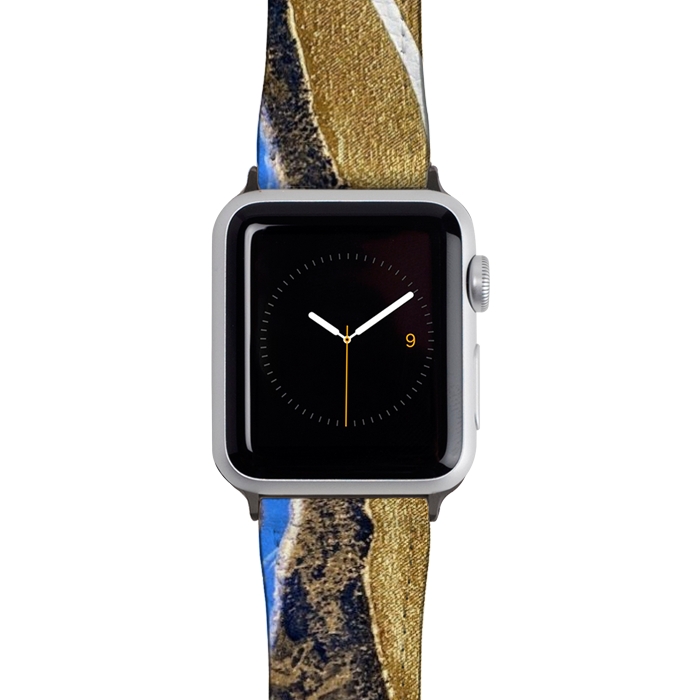 Watch 42mm / 44mm Strap PU leather Gold and blue geode  by Winston