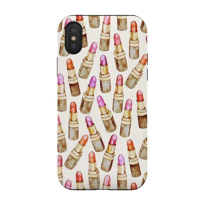 iPhone Xs / X StrongFit Lots of Little Golden Lipsticks by Micklyn Le Feuvre