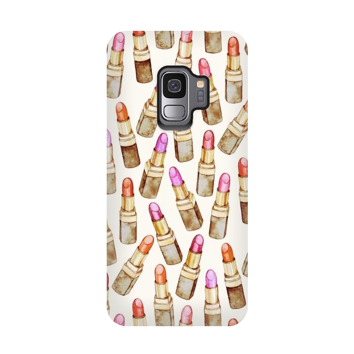 Galaxy S9 StrongFit Lots of Little Golden Lipsticks by Micklyn Le Feuvre