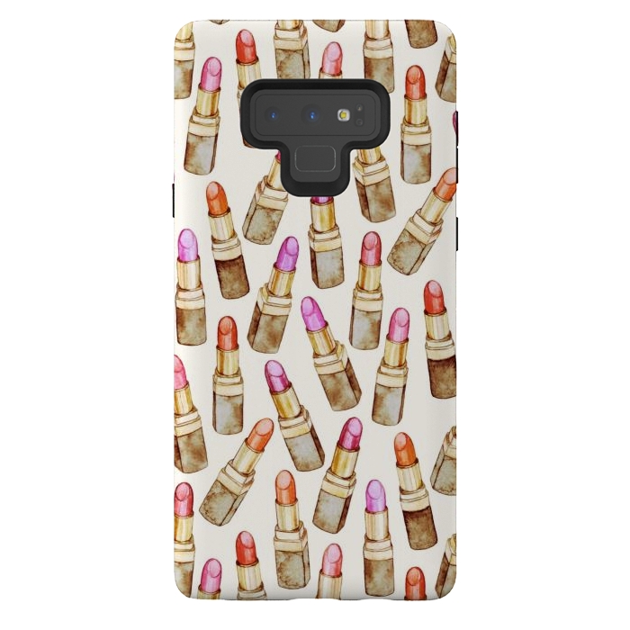 Galaxy Note 9 StrongFit Lots of Little Golden Lipsticks by Micklyn Le Feuvre