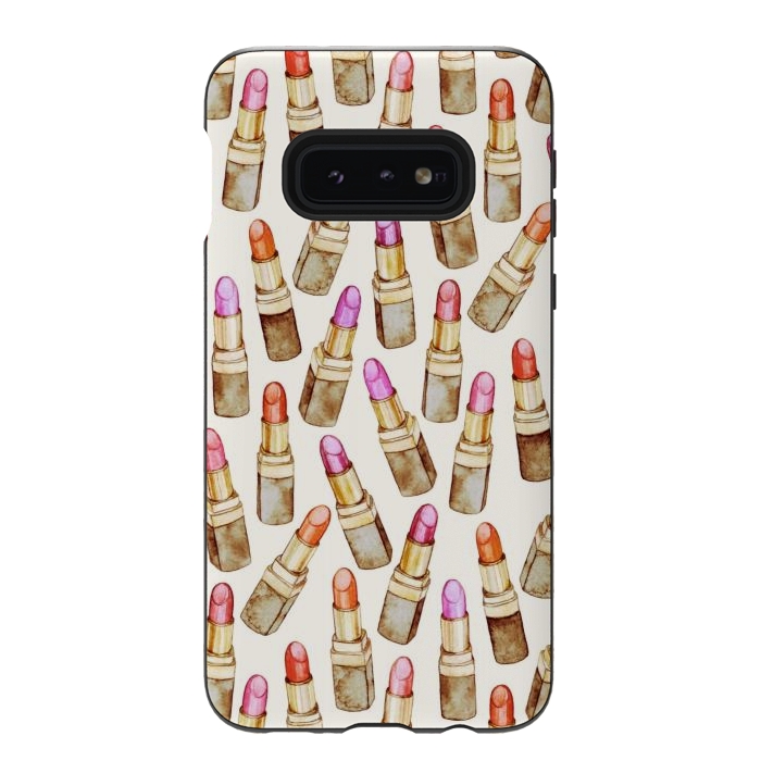 Galaxy S10e StrongFit Lots of Little Golden Lipsticks by Micklyn Le Feuvre