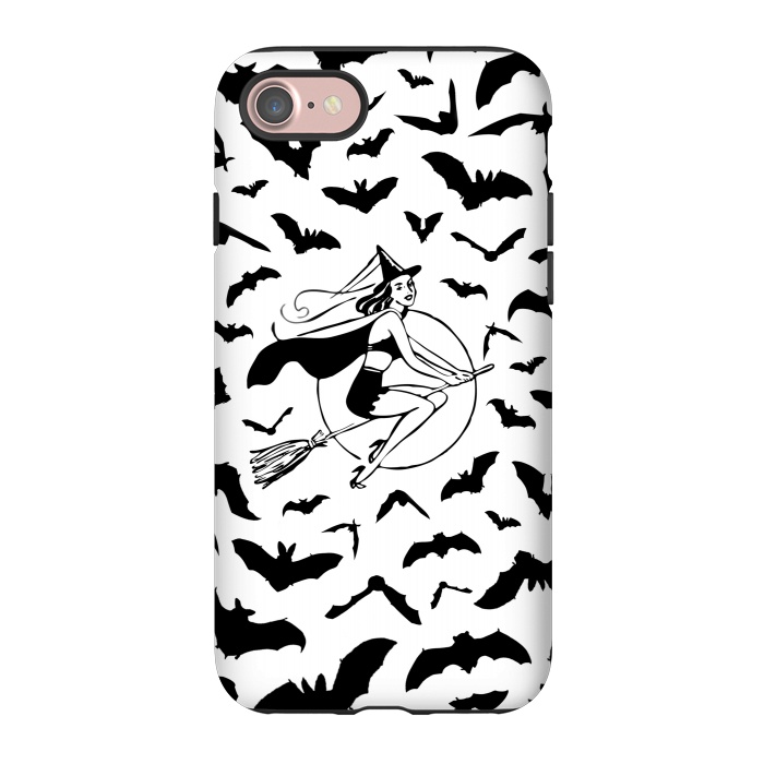 iPhone 7 StrongFit Witch and flying bats vintage illustration by Oana 