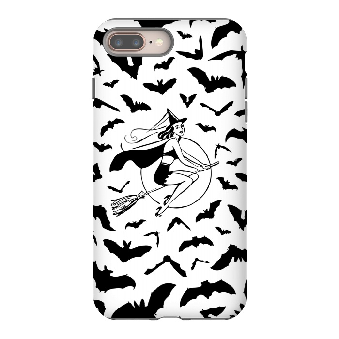 iPhone 7 plus StrongFit Witch and flying bats vintage illustration by Oana 