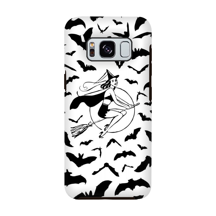 Galaxy S8 StrongFit Witch and flying bats vintage illustration by Oana 
