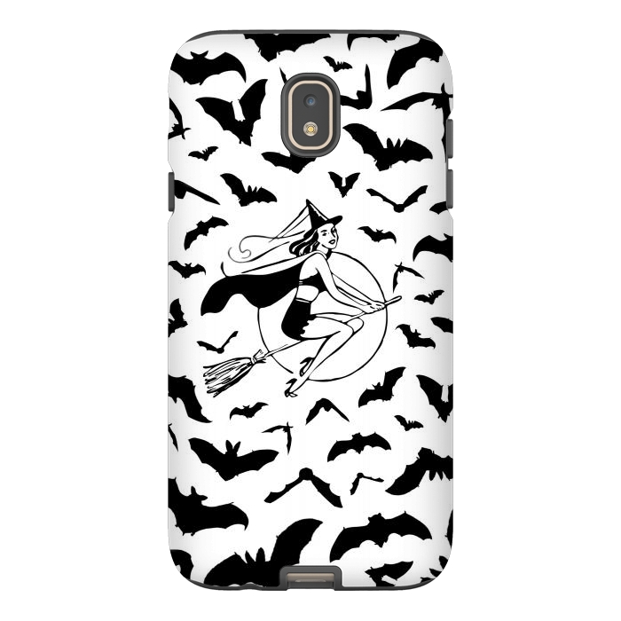 Galaxy J7 StrongFit Witch and flying bats vintage illustration by Oana 