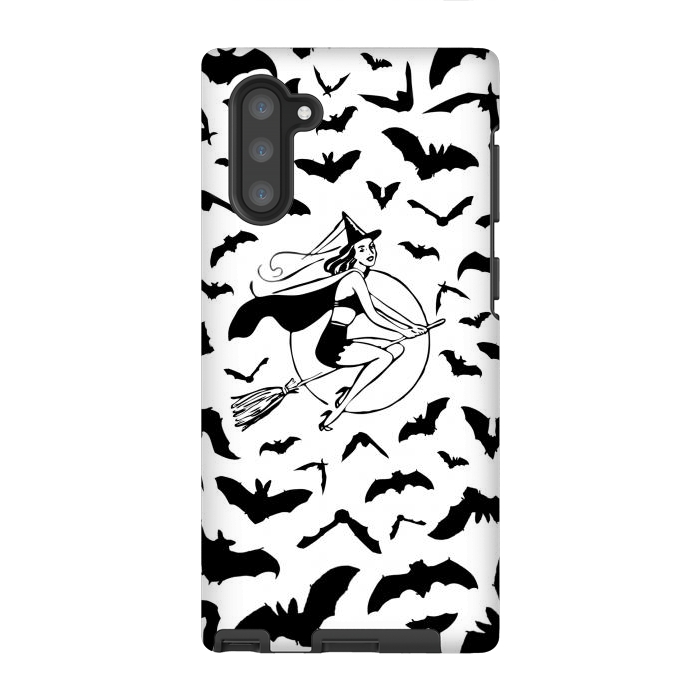 Galaxy Note 10 StrongFit Witch and flying bats vintage illustration by Oana 