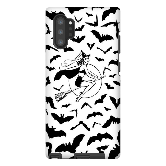 Galaxy Note 10 plus StrongFit Witch and flying bats vintage illustration by Oana 