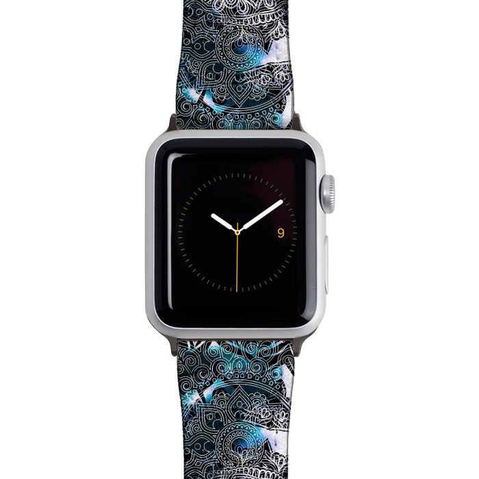 Watch 38mm / 40mm Strap PU leather Ink tie dye mandala by Oana 