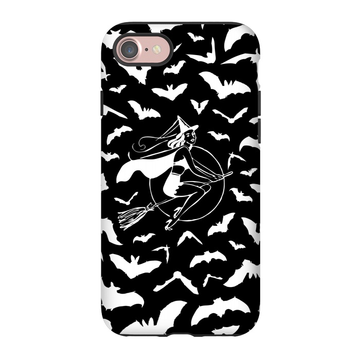 iPhone 7 StrongFit Pin-up witch and flying bats pattern by Oana 