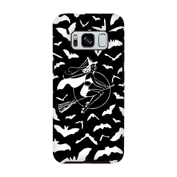 Galaxy S8 StrongFit Pin-up witch and flying bats pattern by Oana 