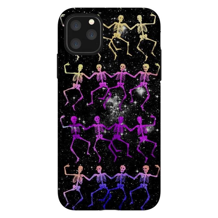 iPhone 11 Pro Max StrongFit Neon gradient dancing skeletons Halloween by Oana 