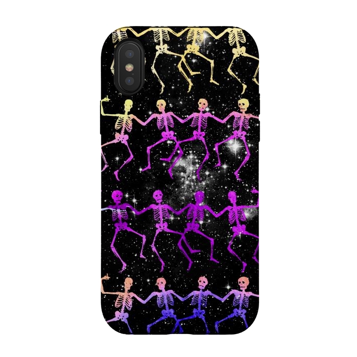 iPhone Xs / X StrongFit Neon gradient dancing skeletons Halloween by Oana 