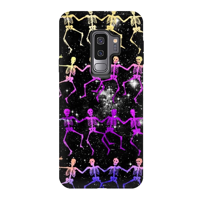 Galaxy S9 plus StrongFit Neon gradient dancing skeletons Halloween by Oana 