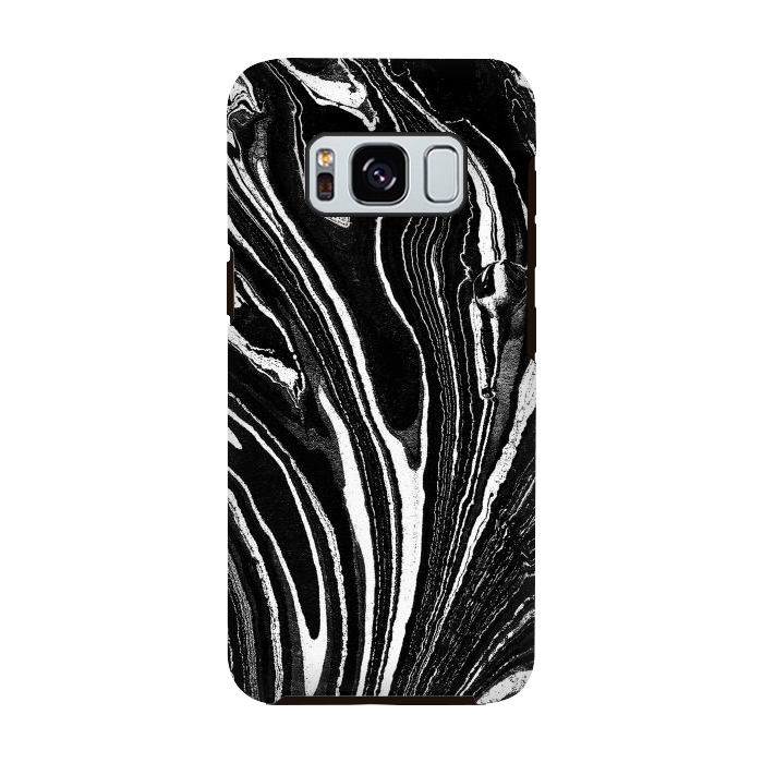 Galaxy S8 StrongFit Dark minimal marble stripes art by Oana 