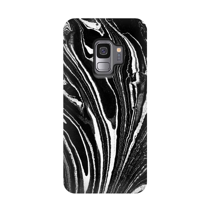 Galaxy S9 StrongFit Dark minimal marble stripes art by Oana 