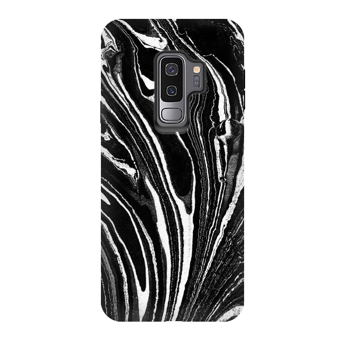 Galaxy S9 plus StrongFit Dark minimal marble stripes art by Oana 