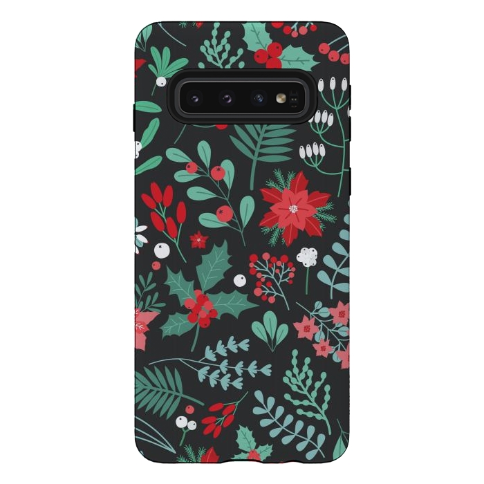 Galaxy S10 StrongFit Beautiful Christmas Fully Floral Pattern by ArtsCase