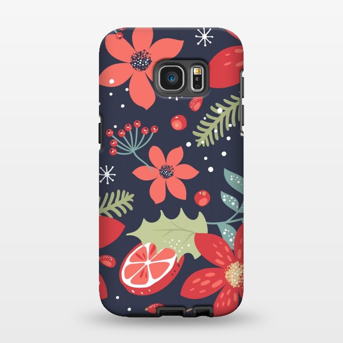 Galaxy S7 EDGE StrongFit Floral Seamless Pattern for Christmas by ArtsCase