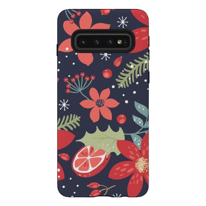 Galaxy S10 StrongFit Floral Seamless Pattern for Christmas by ArtsCase