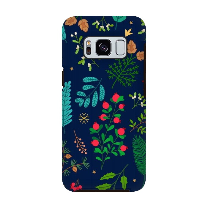 Galaxy S8 StrongFit Holiday Christmas with Branches Mistletoe and Berries by ArtsCase