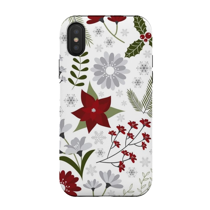 iPhone Xs / X StrongFit Set of Flowers in Christmas and New Year by ArtsCase