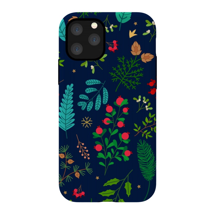 iPhone 11 Pro Max StrongFit Holiday Christmas with Branches Mistletoe and Berries by ArtsCase