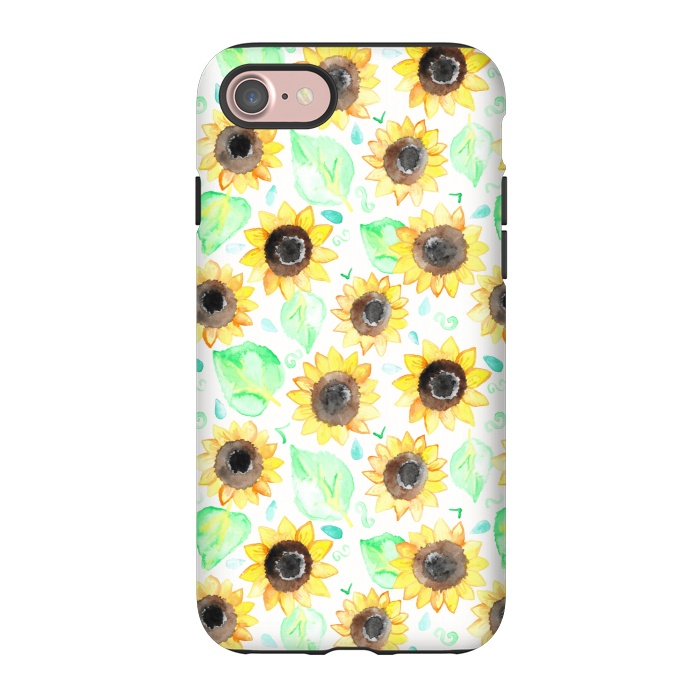 iPhone 7 StrongFit Cheerful Watercolor Sunflowers by Tangerine-Tane