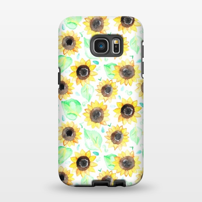 Galaxy S7 EDGE StrongFit Cheerful Watercolor Sunflowers by Tangerine-Tane