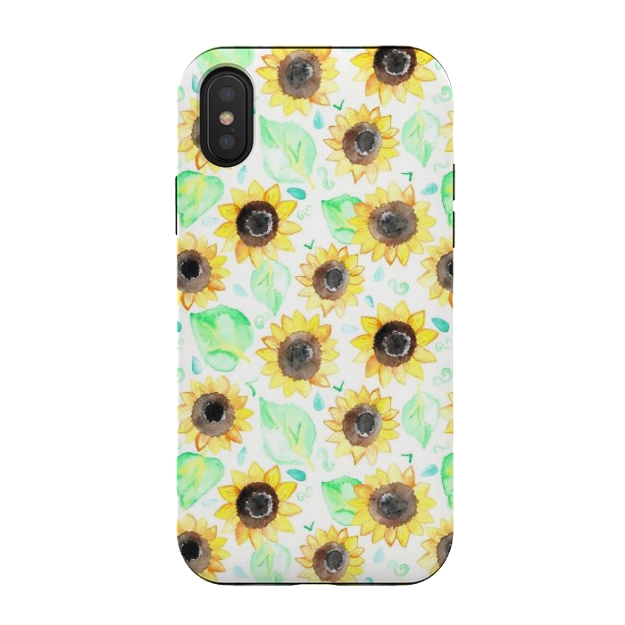 iPhone Xs / X StrongFit Cheerful Watercolor Sunflowers by Tangerine-Tane
