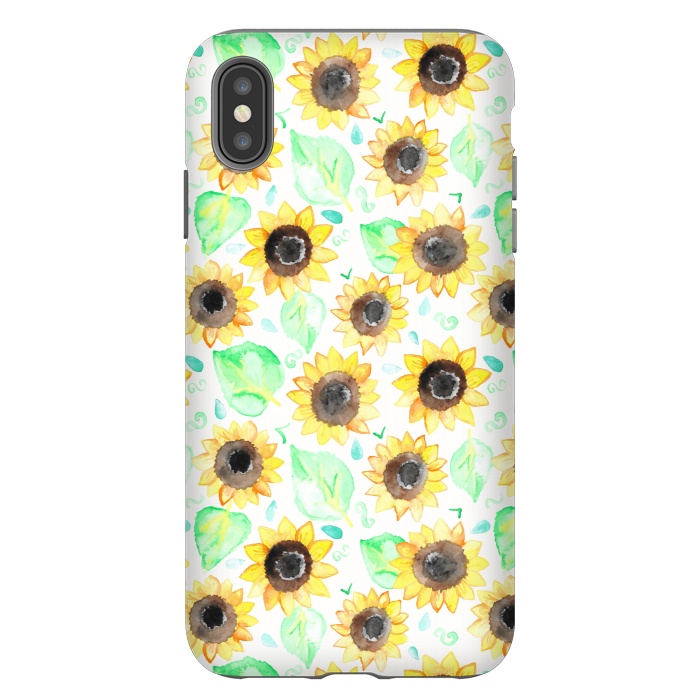 iPhone Xs Max StrongFit Cheerful Watercolor Sunflowers by Tangerine-Tane