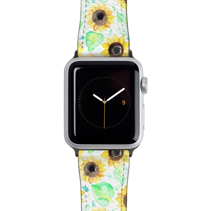 Watch 38mm / 40mm Strap PU leather Cheerful Watercolor Sunflowers by Tangerine-Tane