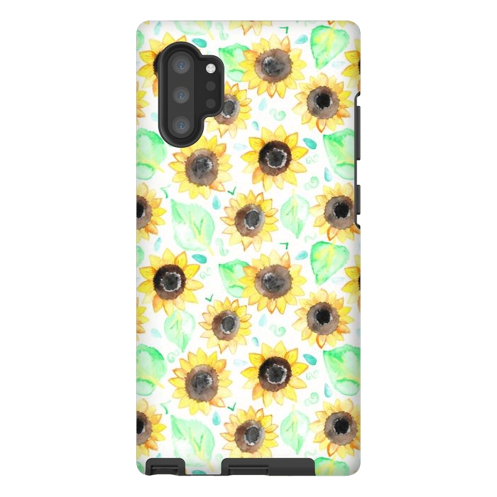 Galaxy Note 10 plus StrongFit Cheerful Watercolor Sunflowers by Tangerine-Tane