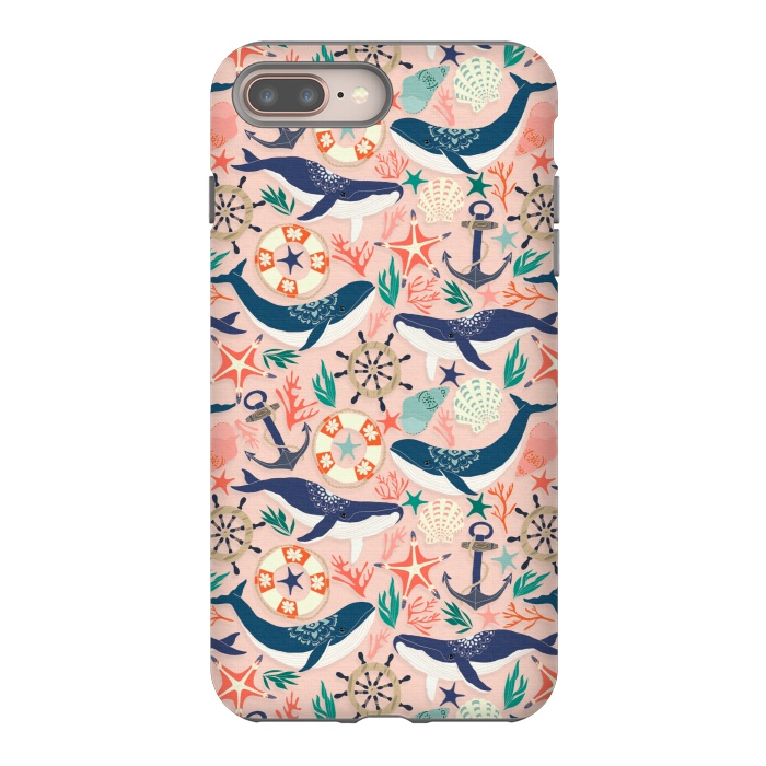 iPhone 7 plus StrongFit Whale Song on Coral Blush by Tangerine-Tane