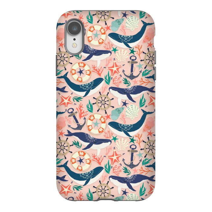 iPhone Xr StrongFit Whale Song on Coral Blush by Tangerine-Tane