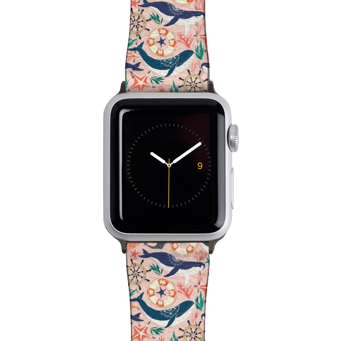 Watch 38mm / 40mm Strap PU leather Whale Song on Coral Blush by Tangerine-Tane