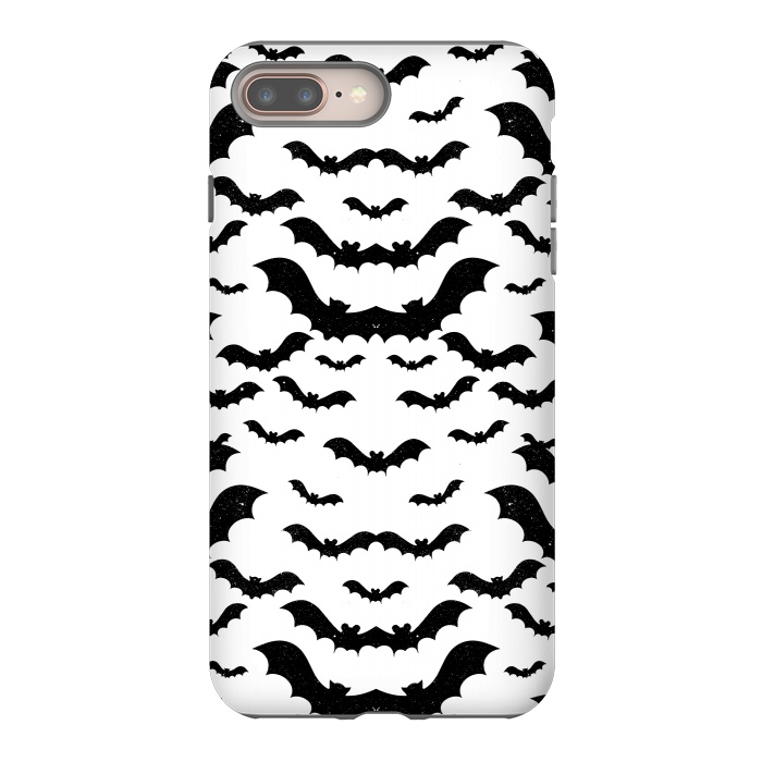 iPhone 7 plus StrongFit Black star dust flying bats Halloween pattern by Oana 