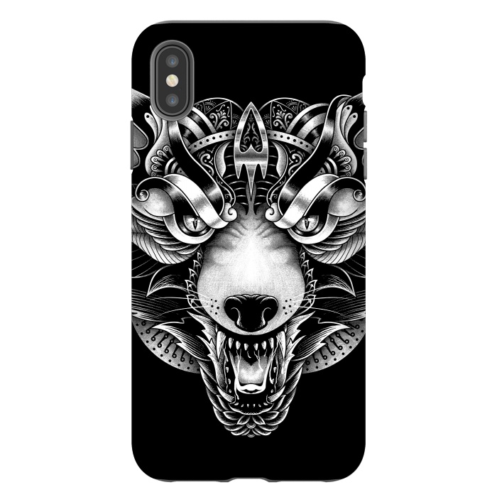 iPhone Xs Max StrongFit Angry Wolf Ornate by Afif Quilimo