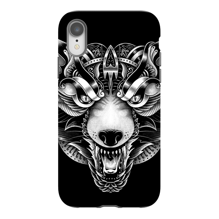 iPhone Xr StrongFit Angry Wolf Ornate by Afif Quilimo
