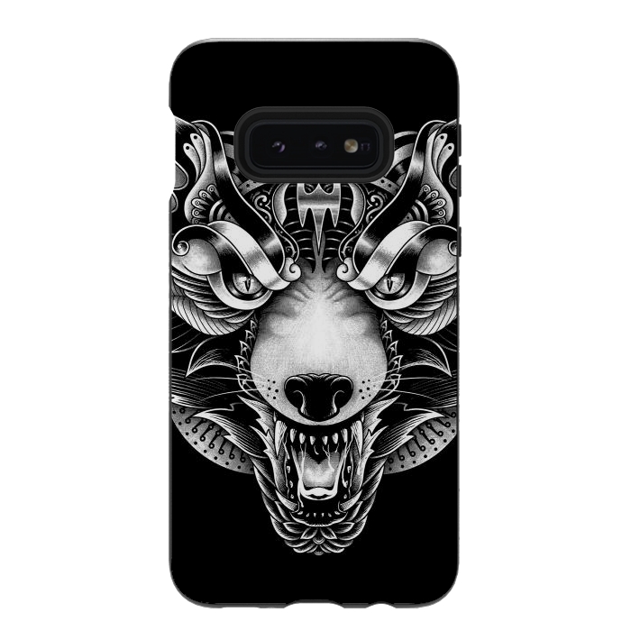 Galaxy S10e StrongFit Angry Wolf Ornate by Afif Quilimo